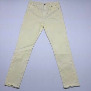 LOFT High Rise Skinny Jeans Pale Yellow Raw Hem Stretch Denim 28/6